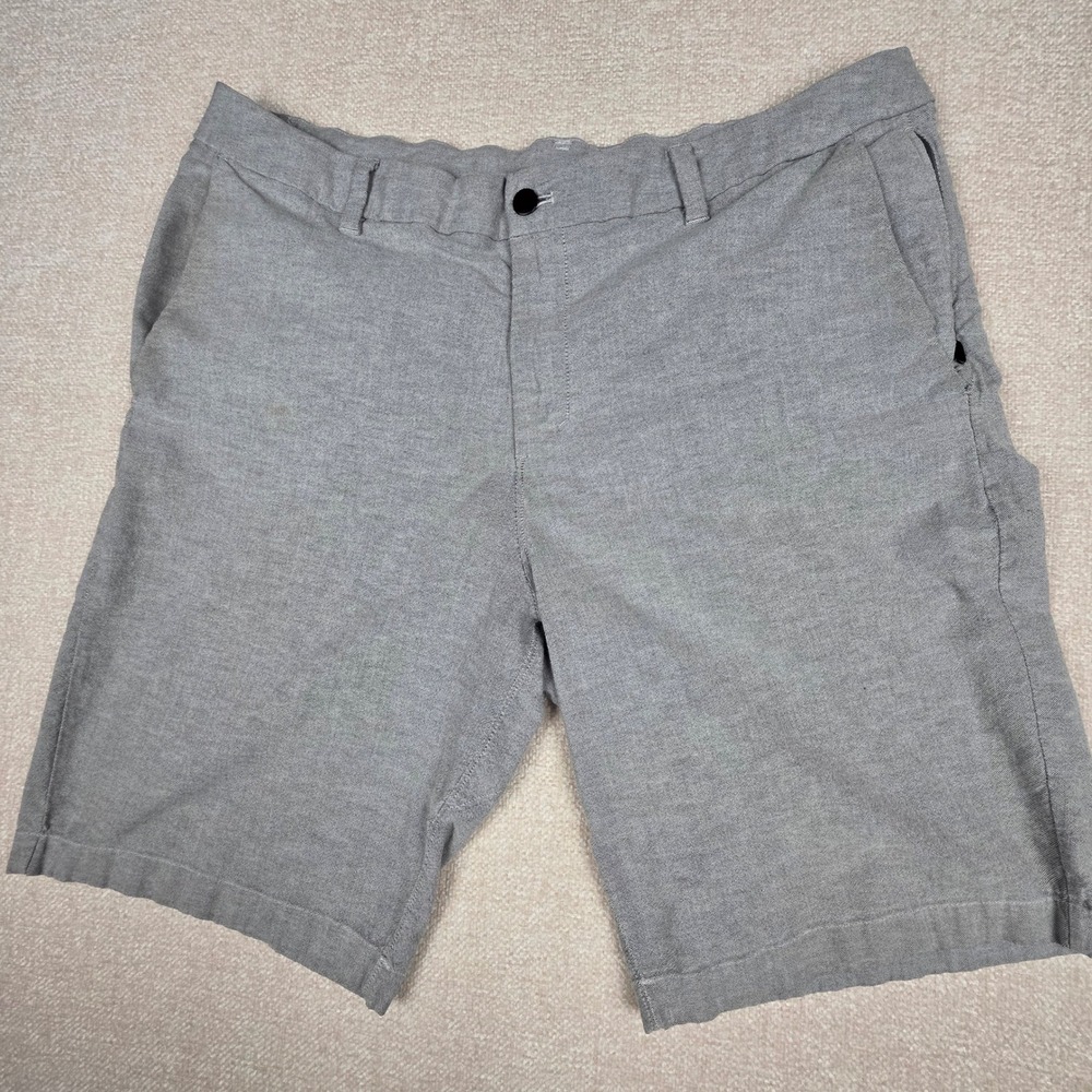 Lululemon Commission Shorts Mens 38 Grey Heathered Technical Chino 9 Inch Inseam